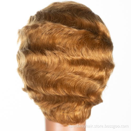 Afro Ocean Bob Wig Short Curl Machine Made Virgin Cuticle Aligned Hair Peruvian Human Hair Wigs for Black Woman